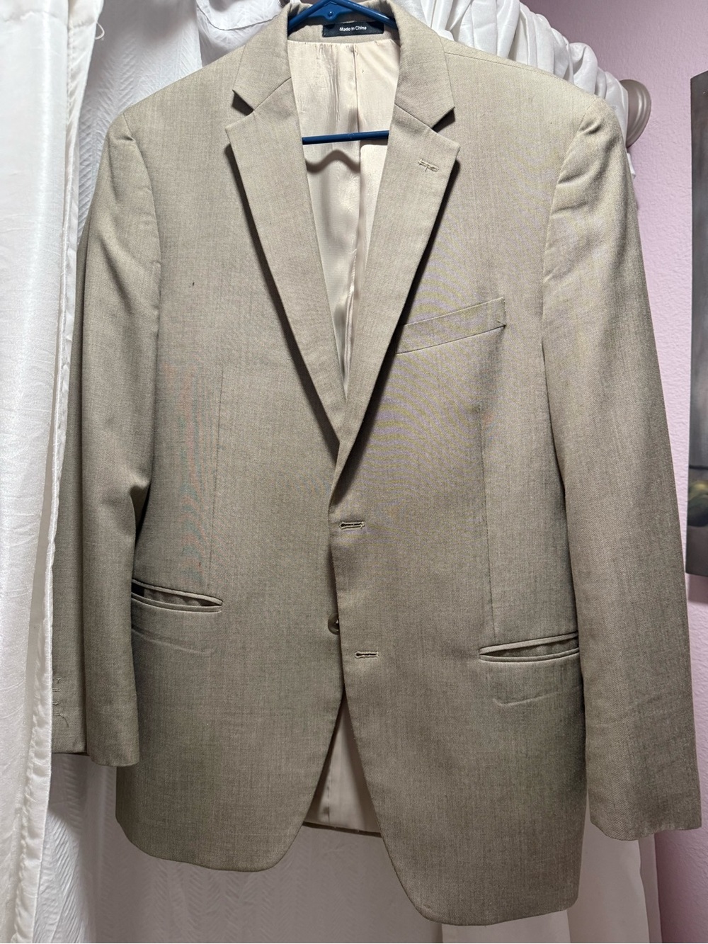 Apt. 9 Men's Light Tan Single-Breasted Blazer with Modern Trousers